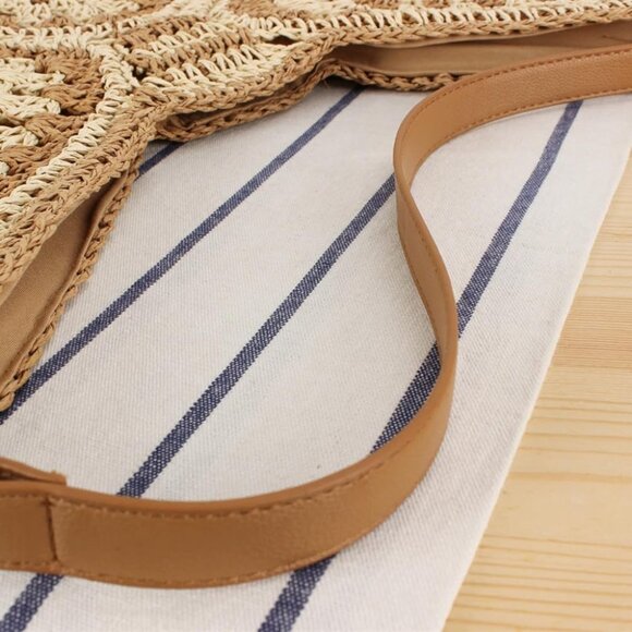 Raffia Knitted Handbag Women Casual Beach Tote Eco-Friendly Summer Travel - Picture 2 of 7